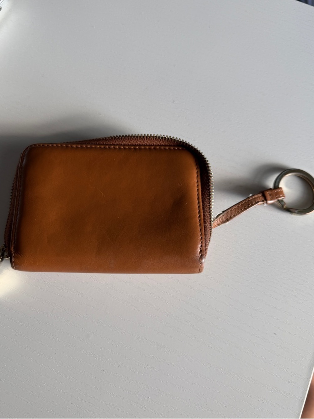 Tory Burch Cognac Leather Zip Card Case with Key Ring - Picture 2 of 7